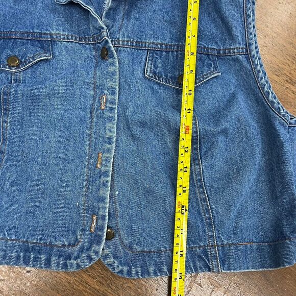 Vintage Women's Blue Jean Sleeveless Jacket Made in USA More Jazz Denim vest - Picture 6 of 7
